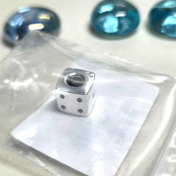 Authentic Pandora Sterling Silver Lucky Dice CZ Bead Charm For Moments Bracelet - Picture 3 of 5